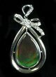 Ammolite Pendant With Sterling Silver & White Sapphires #31680-1